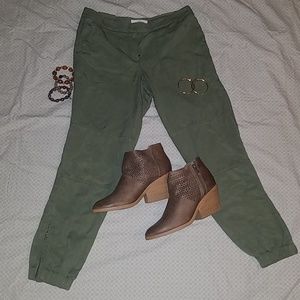 The Loft Green Cargo Jogger Pants